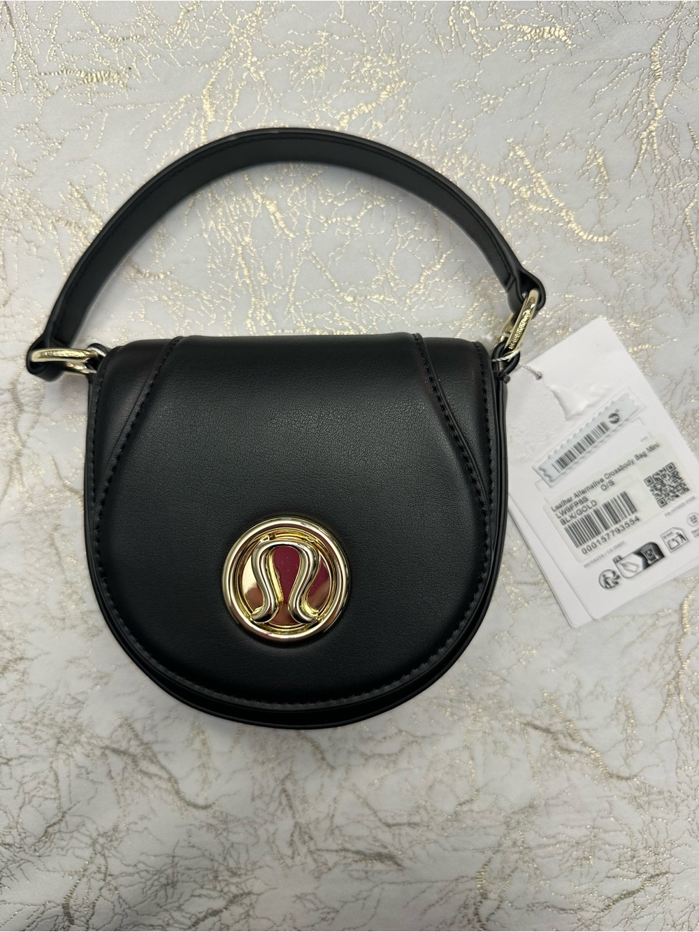 Lululemon Black Leather alternative crossbody Bag Mini